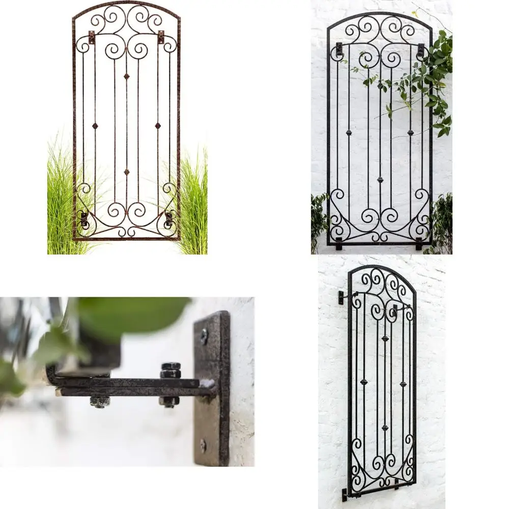 

Outdoor Metal Garden Wall Art Trellis for Climbing Plants, Roses, Vines, Privacy with Hanging Brackets Included