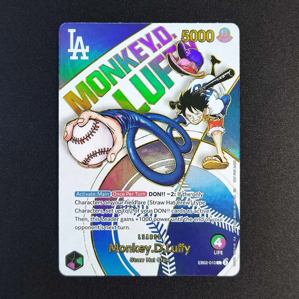 بطاقة Proxy OPCG قطعة واحدة Monkey.D.Luffy (010) (Dodgers x قطعة واحدة) EB02-010 قطعة واحدة من رقائق الرسوم المتحركة الترويجية