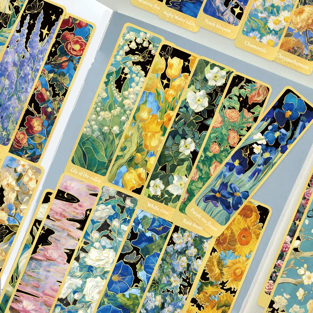 30Pcs/Set Flower Scenery Plant Oil Painting Bookmarks Decoration Desktop Book Holder Student Stationery Bookmark Gift