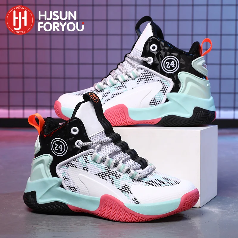 Autumn 2024 Children Basketball Shoes Boy's Mesh Basket Boots Antislip Rubber Sole Little Kid Big Kids Fitness Casual Sneakers