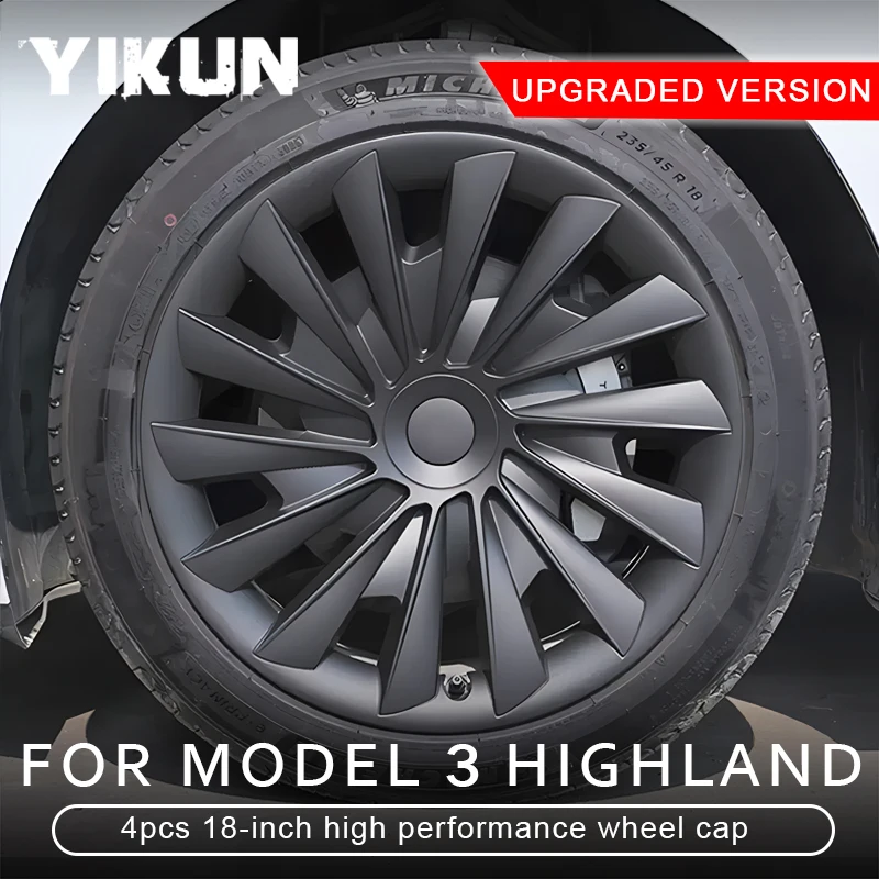 4PCS HubCap Car for Tesla Model 3 2024 Highland Wheel Cover 18 Inch Replacement Wheel Cap Automobile Full Rim Cover Accessories