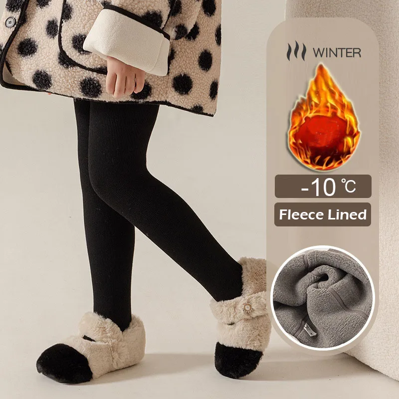 

Girls Winter Warm Fleece Lined Tights Footed Leggings Soft Baby Velvet Stockings Thicken Plush Pantyhose