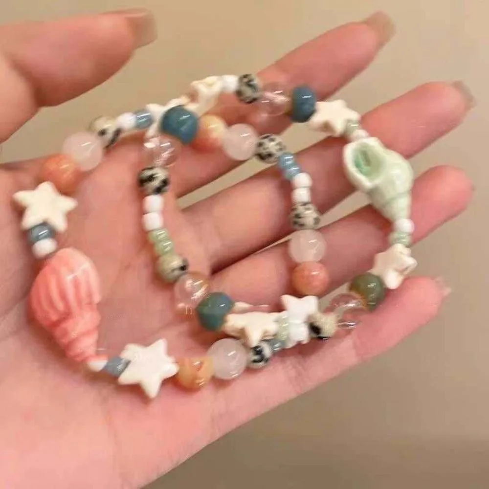 Cute Handmade Ceramic Conch Bracelet Cartoon Liuli Bead Star Bracelet Jewelry Accessories Korean Style Cute Bead Bracelet Girls