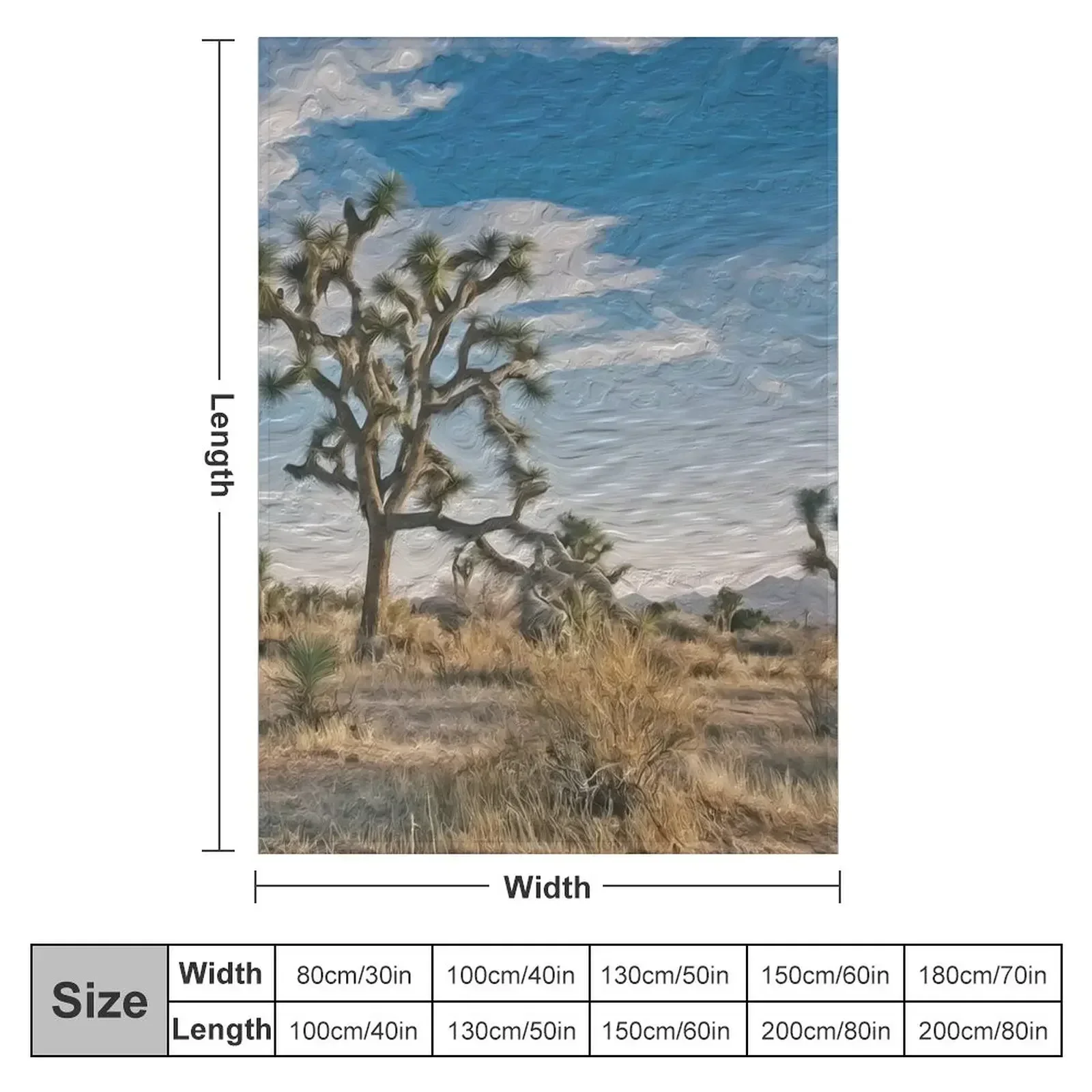 Digital Art Composition of Joshua Tree, Mojave Desert, California. Throw Blanket Luxury Throw Retros Blankets