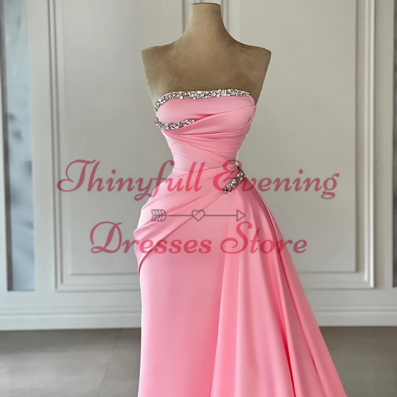 Thinyfull Sexy Mermaid Prom Evening Dresses Saudi Arabia Strapless Satin Party Dress Formal Night Cocktail Prom Gowns Plus Size