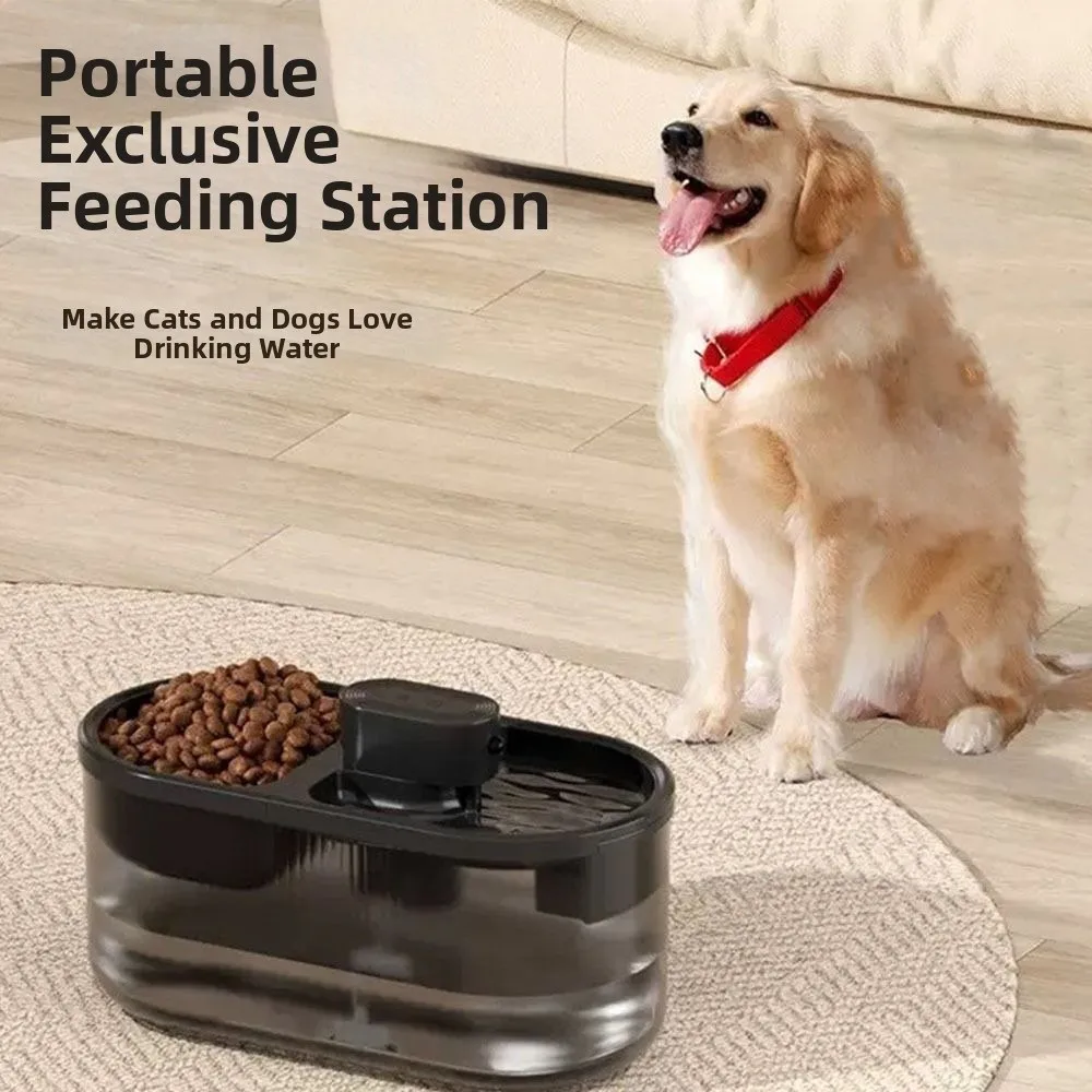 2in1 Cat Water Fountain Circulation Filtration Anti-Dry Burning Cat Water Dispenser Wireless Recirculate Filtering