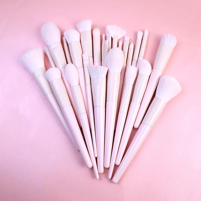 26 pçs conjunto de escova de maquiagem bonito rosa lidar com logotipo personalizado compõem escovas de marca própria ferramentas de beleza profissional atacado 5 conjuntos