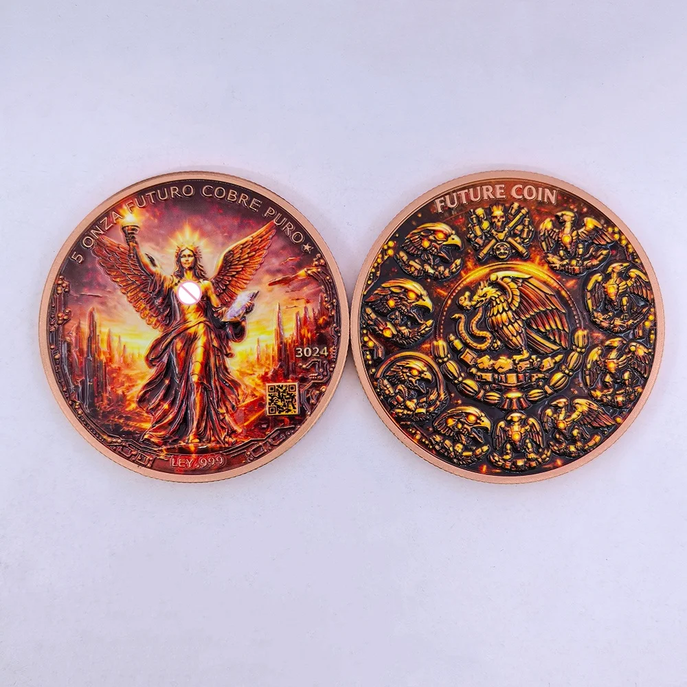 4 Designs 5OZ .999 Pure Copper Angel & Dragon Commemorative Medallion Vintage Collectible Challenge Coin Art Decor Souvenir Gift