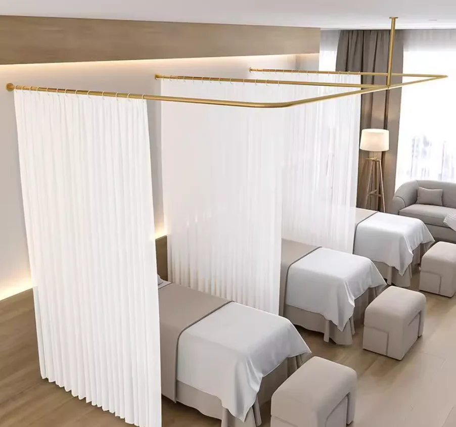 U-shaped L-shaped E-shaped F-shaped beauty salon partition bar health center physiotherapy bed beauty bed partition curtain bar