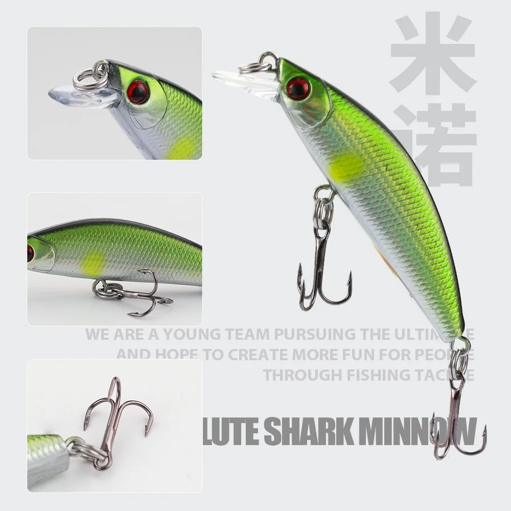 1 Stuks Minnow Vissen Lokken 55Mm/5.5G Sinking Wobbler Jig Harde Aas 3D Ogen Met Dreg bass Pesca Swimbait Visgerei