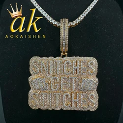 Aokaishen Iced Out Necklace for Men Prong Setting Loyalty Makes You Family Pendant Hip Hop Jewelry