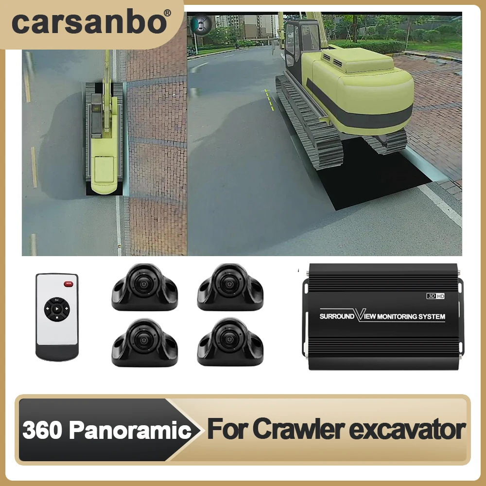 Carsanbo Car 360° (3D+1080P) Bird's-eye Surround View Camera System TVC 360 View Recorder Is Suitable for Crawler Excavator