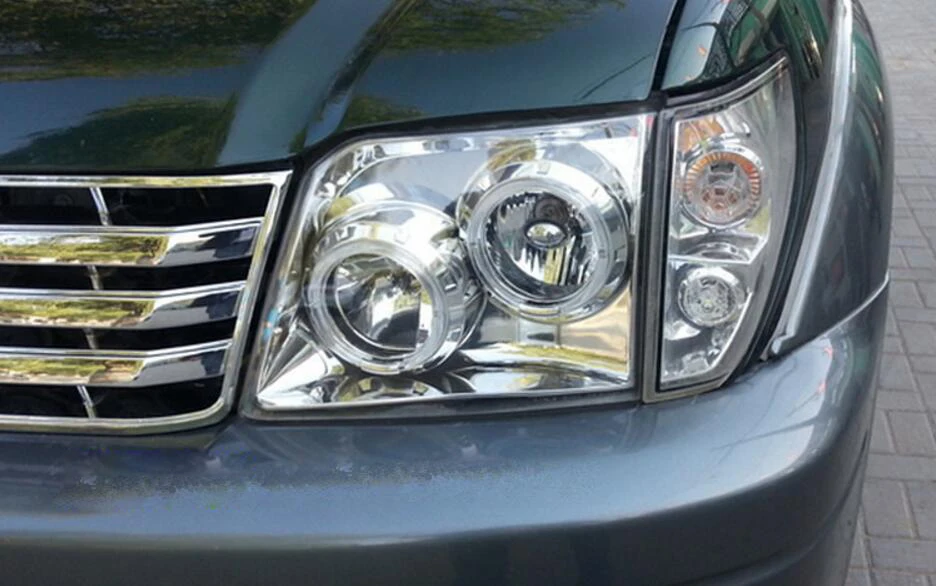 Black/Silver one set Cruiser FJ90 LC90 FJ90 Prado 3400/2700 1998-2002 Head Lights Lamps Angel Eyes Car Accessories