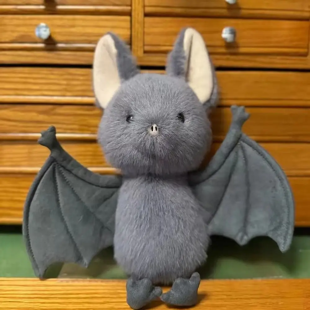 

Holiday Gift 22cm Bat Cartoon Funny Design Bat Stuffed Animal Soft Stuffed Grey Bat Plushies Halloween Decoration