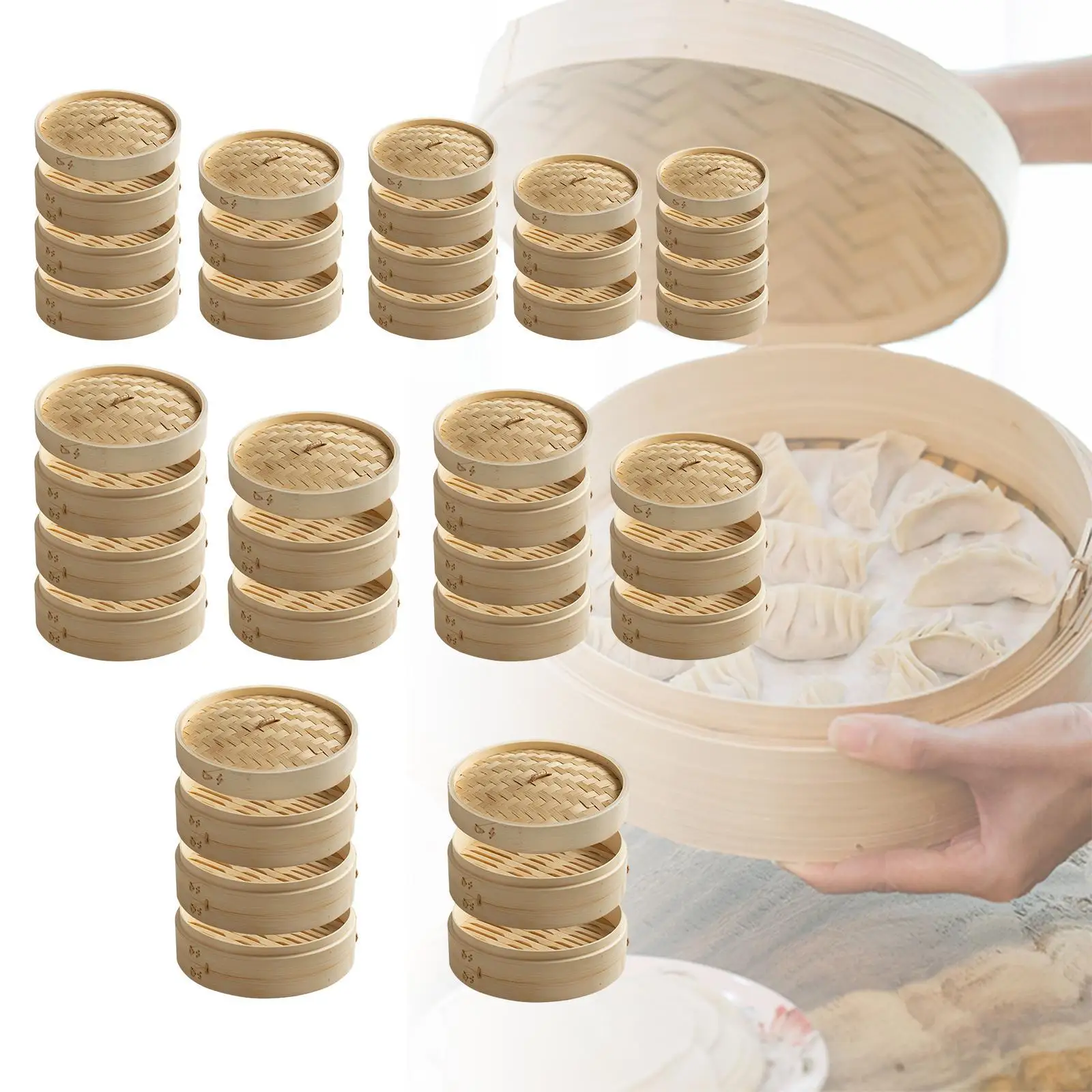 

Bamboo Steamer Traditional Food Steamer Bun Steaming Basket Dumpling Steamer for Meat Desserts Veggies Vegetables Steaming