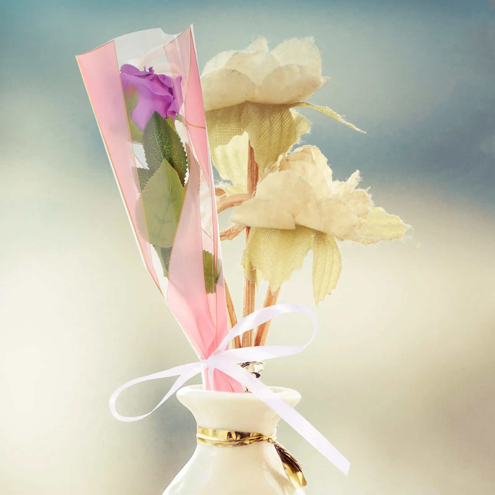 150-個の花束バッグ-シングルラップ包装袋-母親のバレンタイン結婚式用の花用品