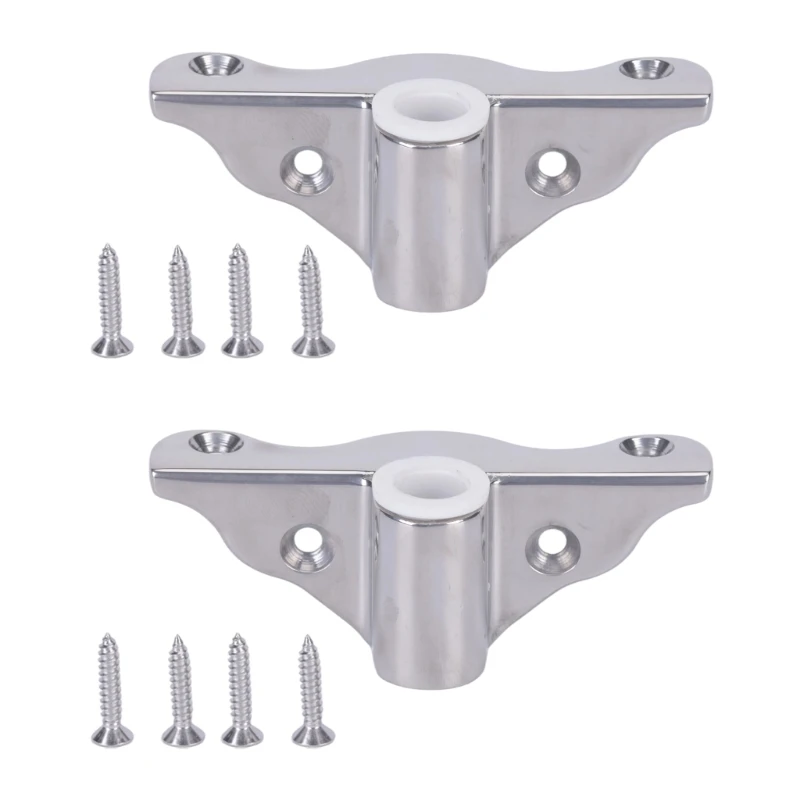 D5BE Boat Oarlock Hardware Set, 2 Butterfly Mounting Bases with Central Sockets for Boat Owners Replacing or Arranging Oar