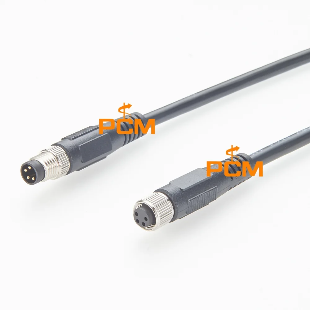 M8 4 Pin Male to Female Senergy Ai Motor Extension Cable 22 AWG Sensor Extension Cable for Industrial Automation Equipment