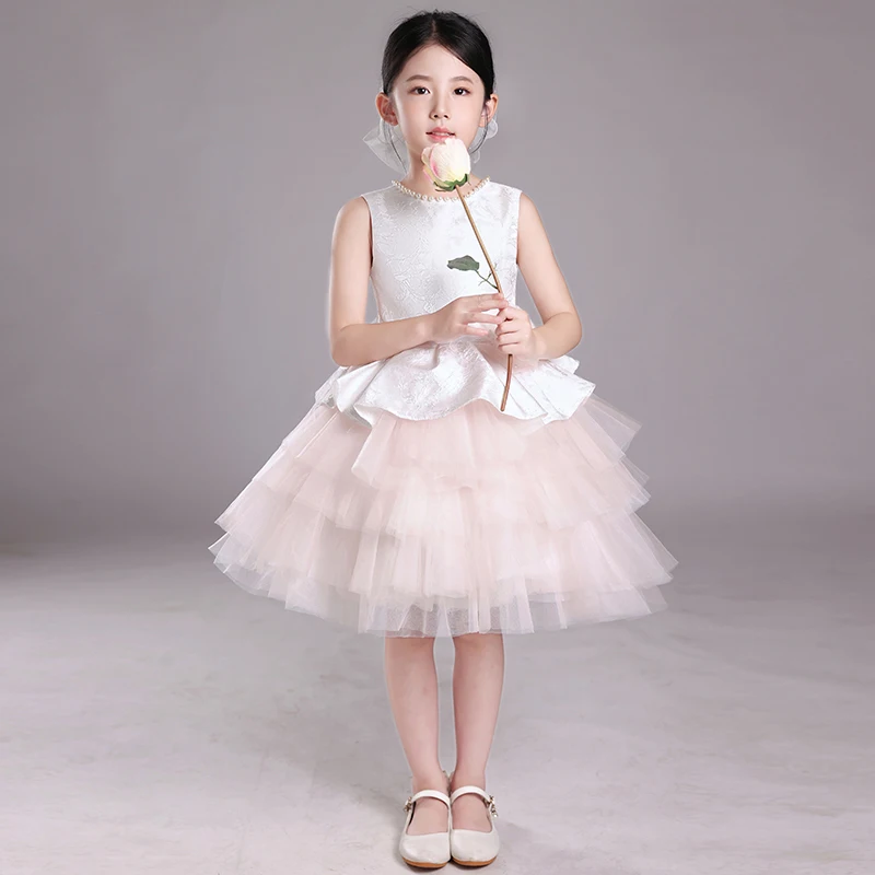 YZYmanualroom Girls Short mesh Pompadour Junior Bridesmaid Dress Wedding Dress Girls Pageant Birthday dress/can be customized