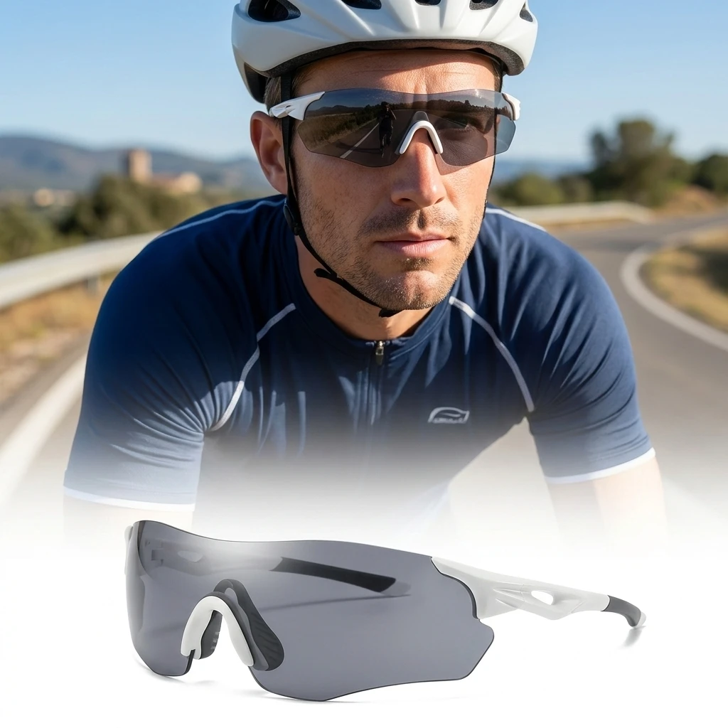 

Photochromic Cycling Sunglasses UV400 Outdoor Sports Goggles TR90 Frameless Bike Glasses for Running Driving Fishing Hiking