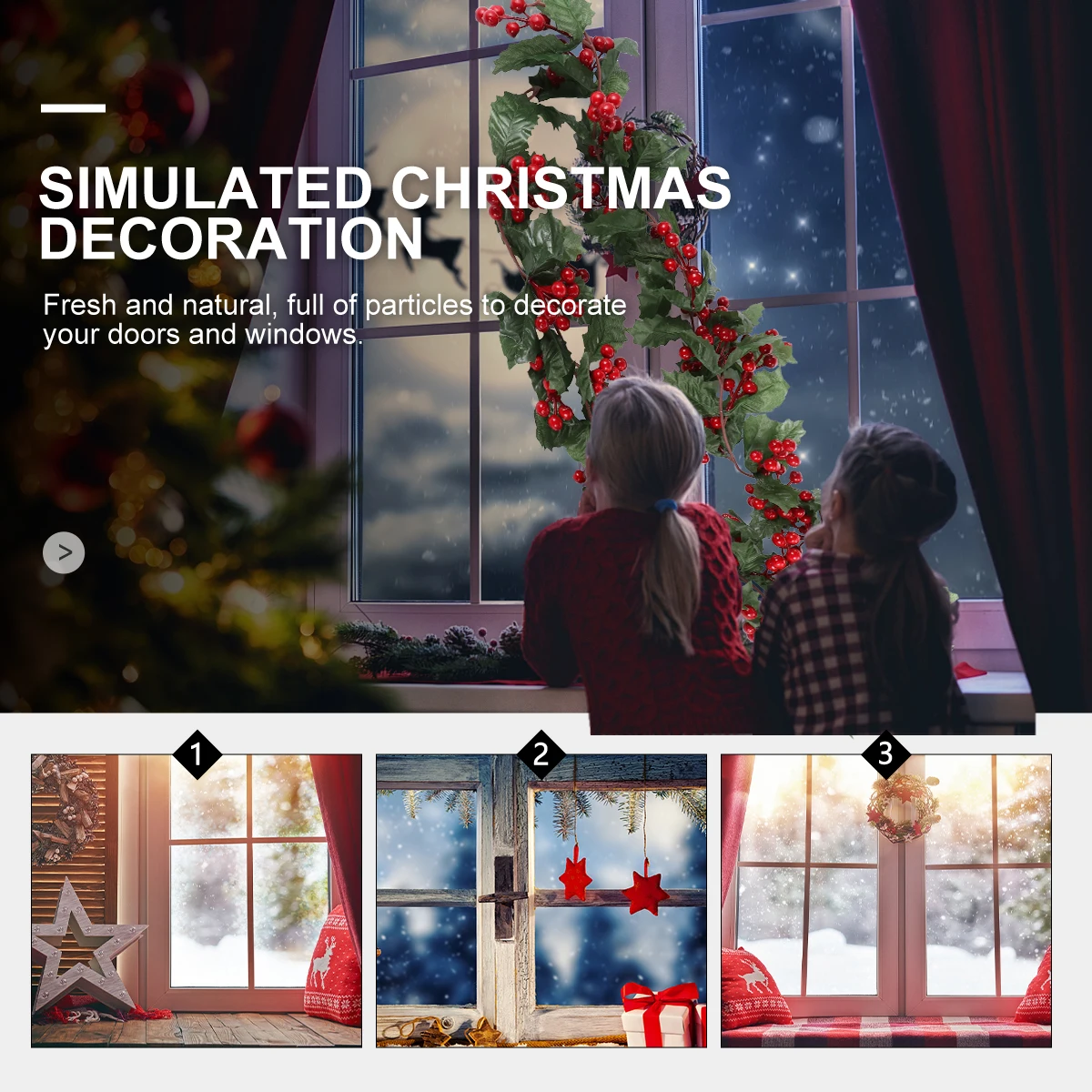 

1pc Christmas Wreath Simulated Rattan Ring Colorful Mix Match Decor For Door Pvc Adornment Artificial Holiday Decoration Party