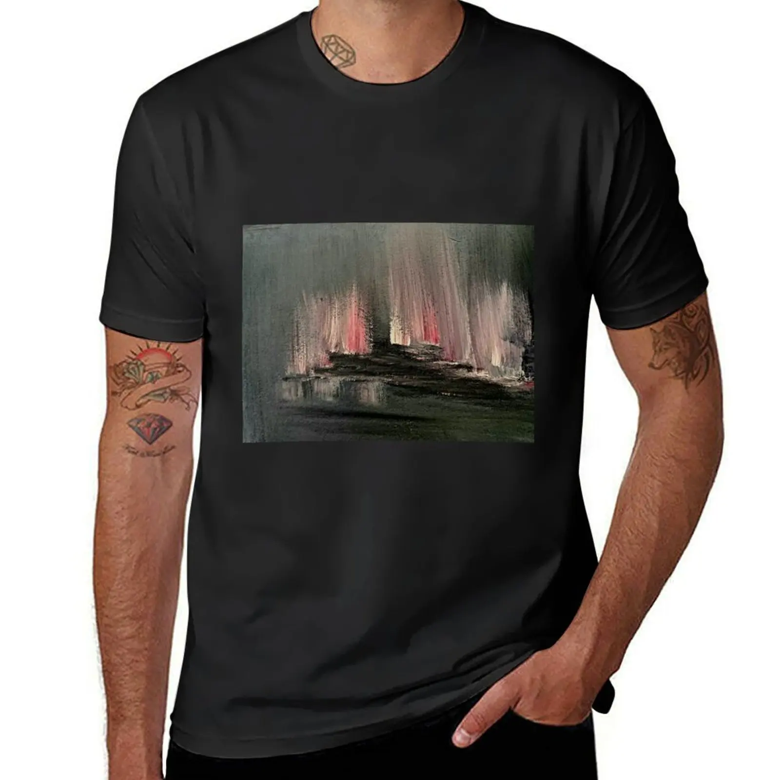 Abstract Pink Oil on Canvas T-Shirt funnys quick-drying vintage sublime men t shirt