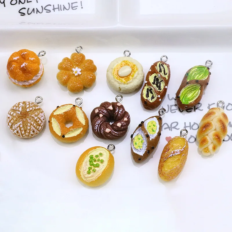 12Pcs Simulation Cream Bread Cake Resin Charms DIY Jewelry Findings For Earrings Keychains Bag Pendants