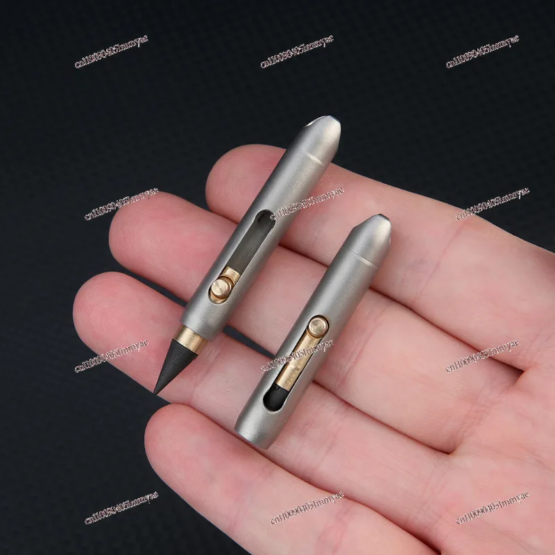 

Titanium Alloy Mini Pencil Free Sharpening and Erasable Pen Head Portable Keychain Pendant Portable Pocket Pen Emergency Writing