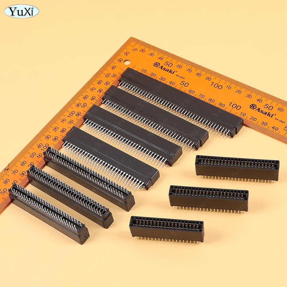 1-20pcs 2.54mm Pitch Edge Card Connector Slot Bus Socket Gold Finger Socket PCB Board Straight Curved Pin 40P/44P/50P/56P/60P-86