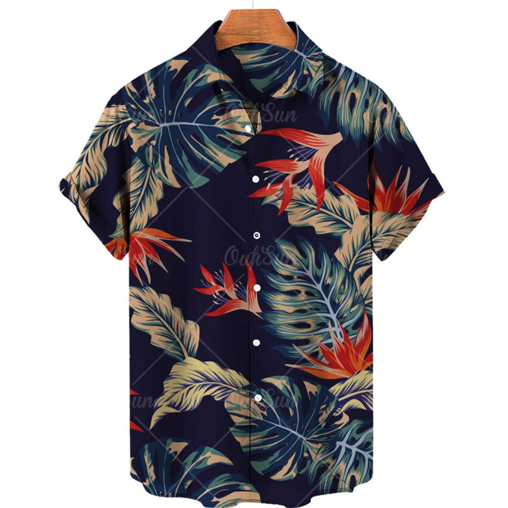 Fashion Men\'s Shirt Colorful Print Hawaiian Casual Short Sleeve Tee Personality Abstract Vintage Oversized Top Man Clothes 5xl