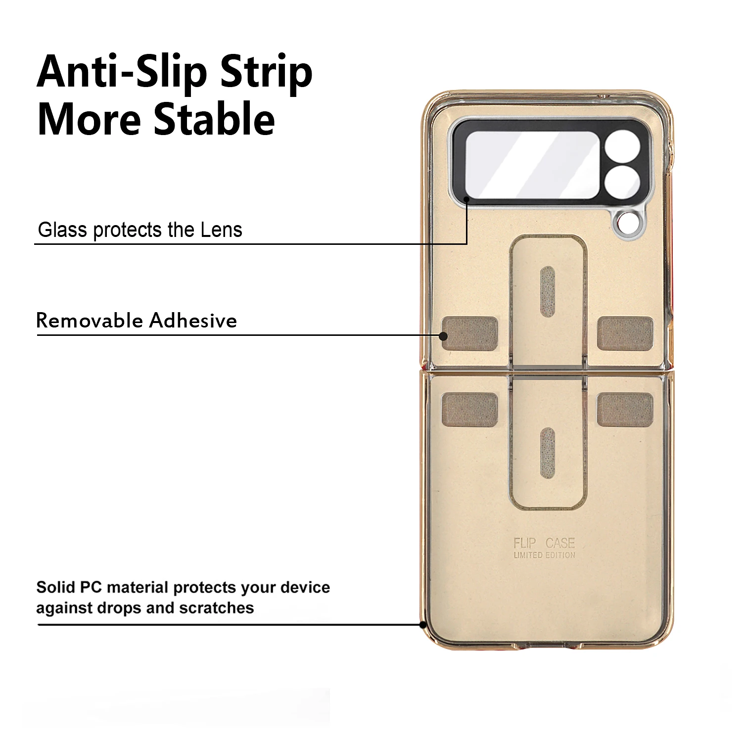 Vietao Luxus-Leder-Handyhülle für Samsung Galaxy Z Flip 8/7/6/5/4/3 mit vergoldetem Ringständer – Objektivschutzfolie, Pink – Detail 11