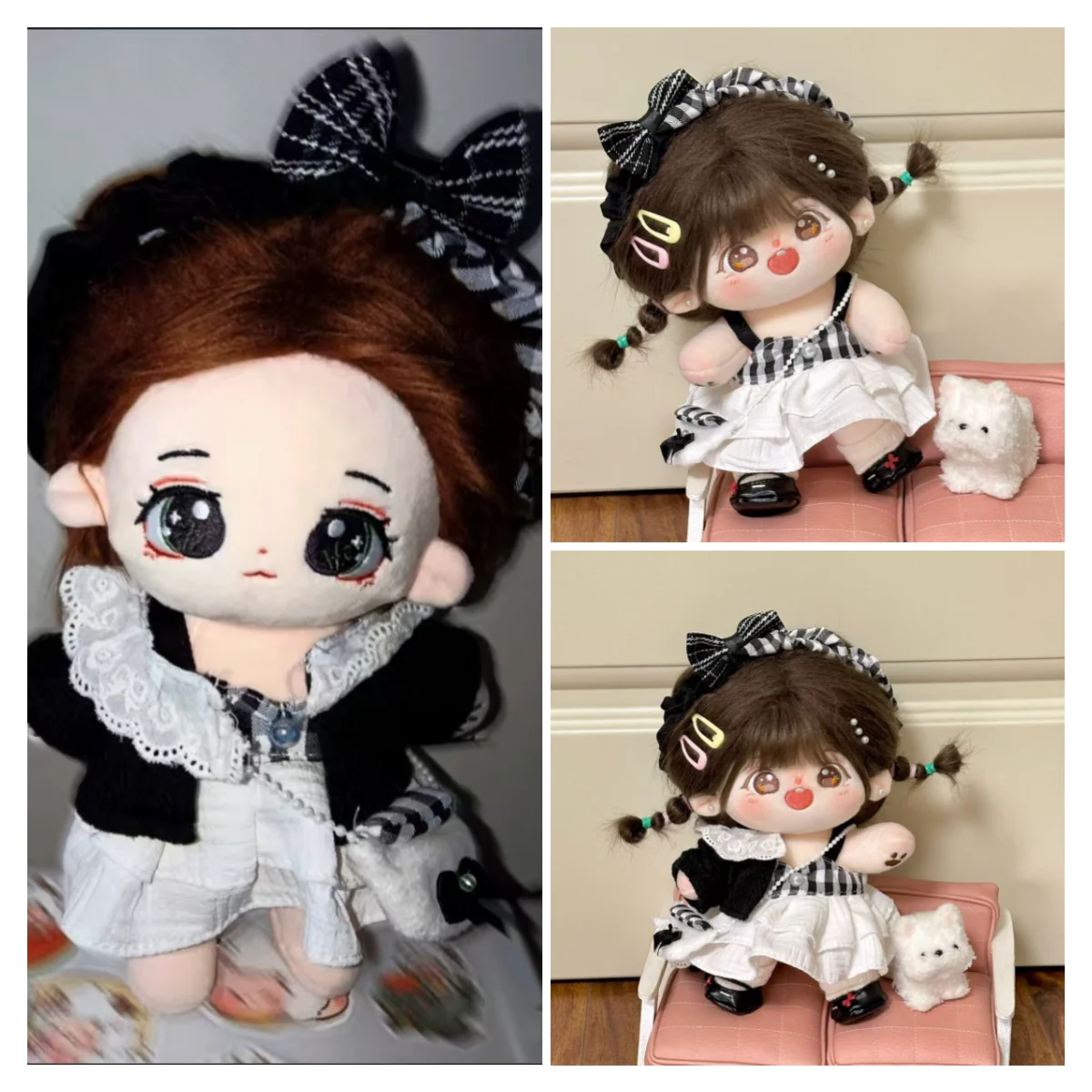 Love and Deepspace 20CM Cotton Doll Clothes Black and white checkered skirt Doll Accessories Xavier Zayne Rafayel ralayo Sylus