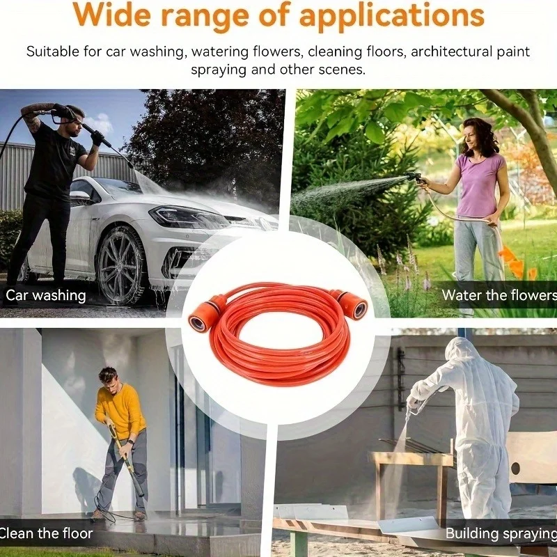

1pc Durable Garden Hose Compatible With American European Fittings 6m Bright Orange Garden High Pressure Hose Garden Accessories