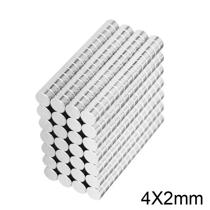 50/100/200/500/1000PCS 4x2 mm Rare Earth Magnets Diameter 4x2mm Small Round Magnets 4mm*2mm Permanent Neodymium Magnets Disc 4*2