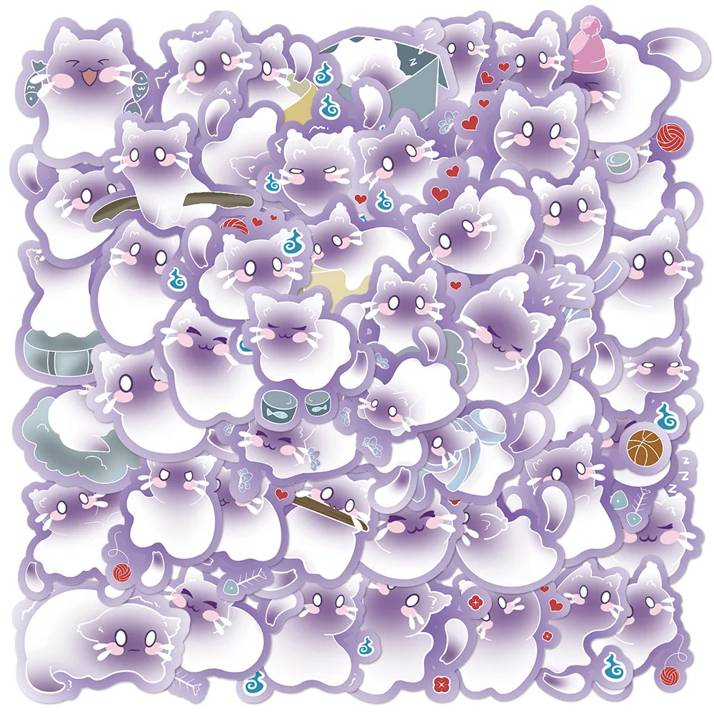 10/50 sztuk kreatywne naklejki z kotami Kawaii Cat Graffiti styl ducha zwierząt kreskówki naklejki Laptop telefon gitara naklejka rowerowa dla dzieci zabawki