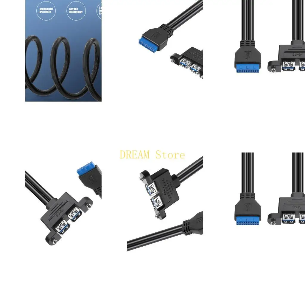 USB3.0 Panel Extension Cable with Two USB-A Female Ends and Two Male Cable Ends for Computer Case Front Panel Use Best Sale