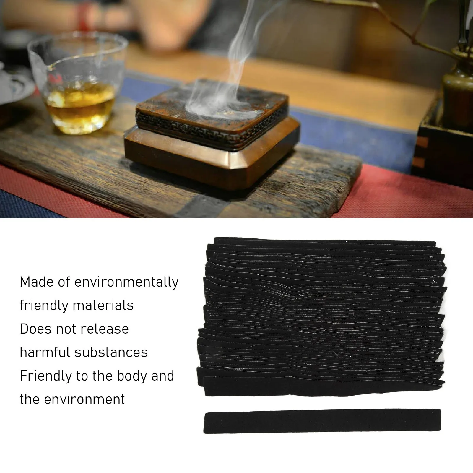 50 Almohadillas Aislantes de Algodón para Quemadores de Incienso, Tiras Largas Ignífugas para Recoger Ceniza