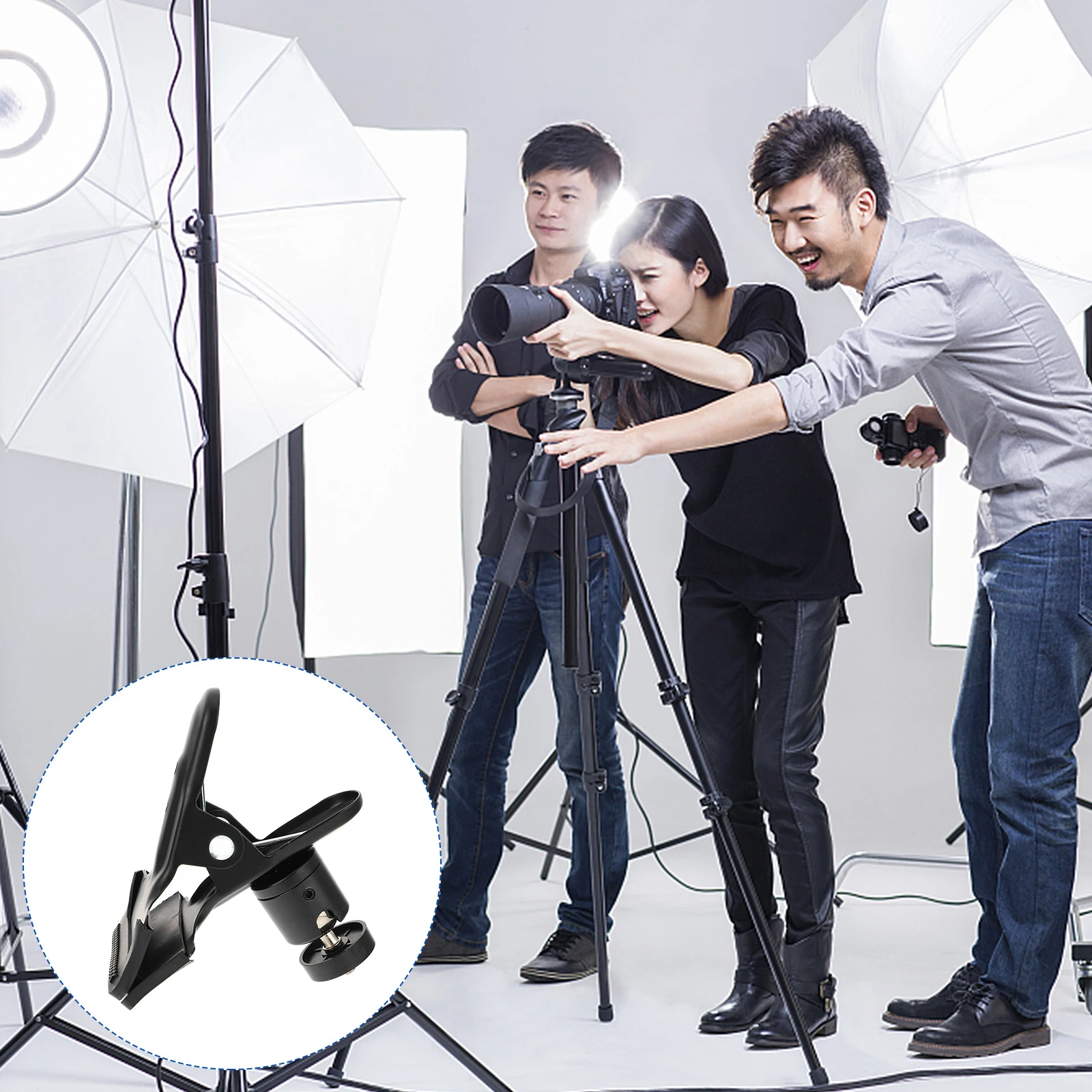 

Camera Gimbal Clamp Tripod Flash Holder Mount Reflector Strong Clip Table 1 4 Ball Head Black Photography Studio Accessories Set