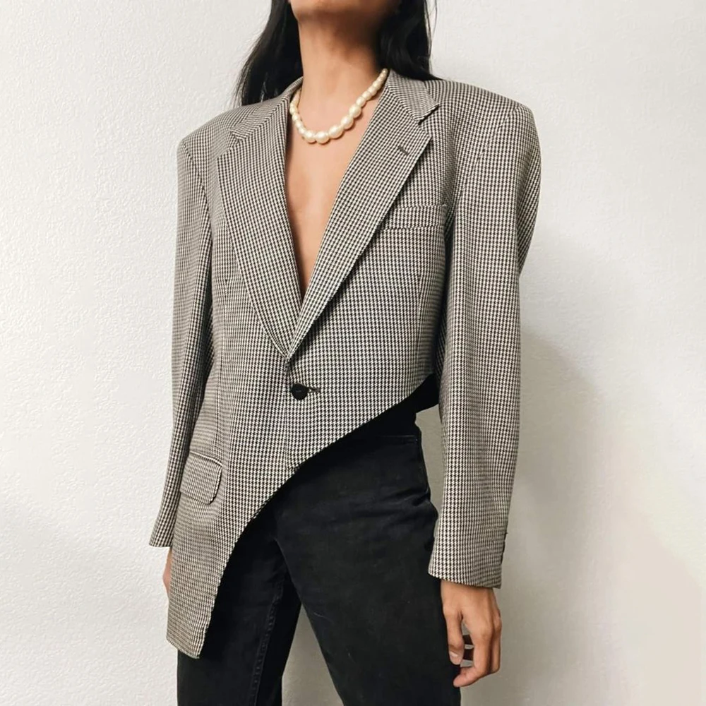 Unique Cut Women's Suits Female Two Pieces Pant Sets Chic Single Button Notch Lapel Blazer Elegant Business Office Lady Costume