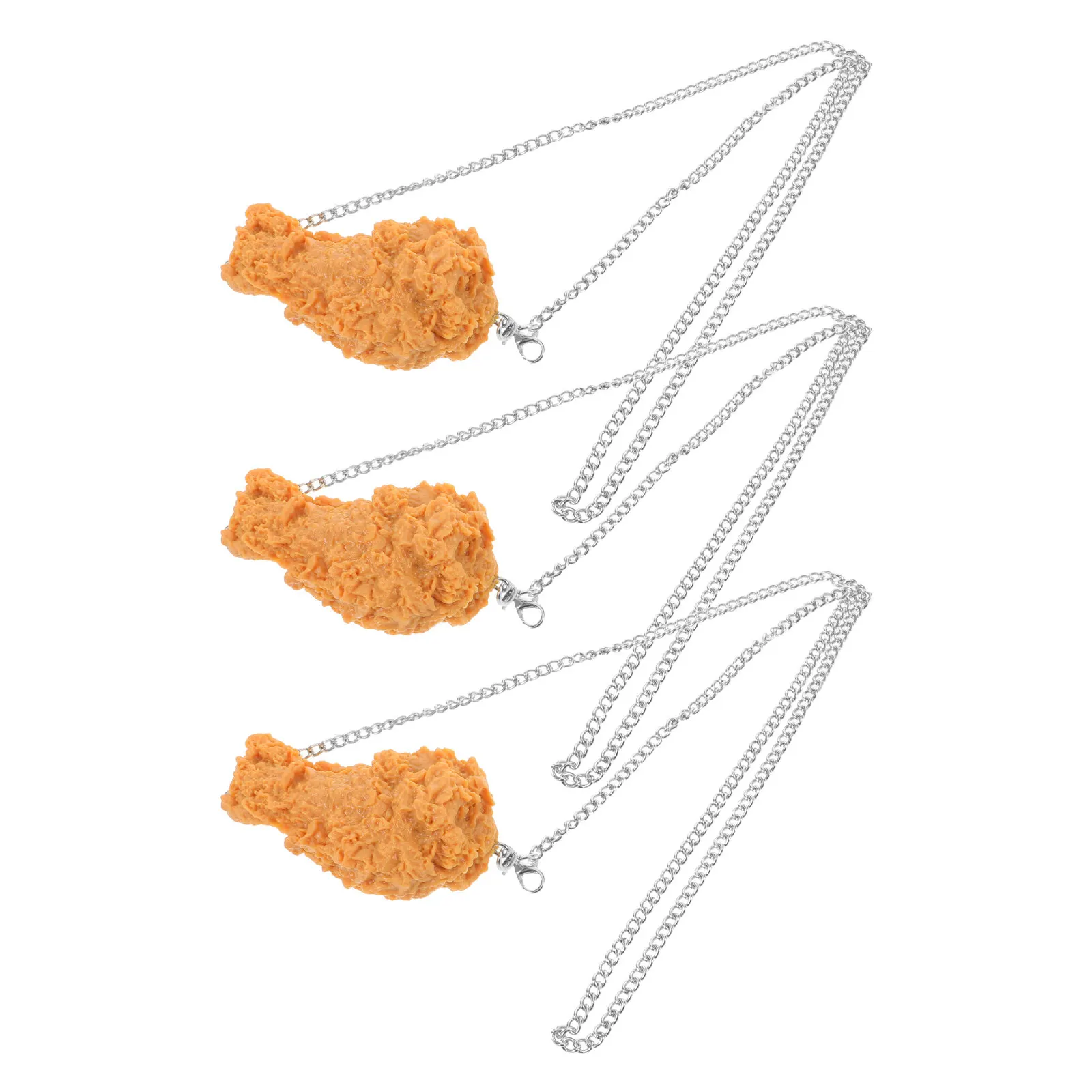 3D Fried Chicken Pendant Necklace Set – Funny Food-Themed Party Jewelry for Women & Teens