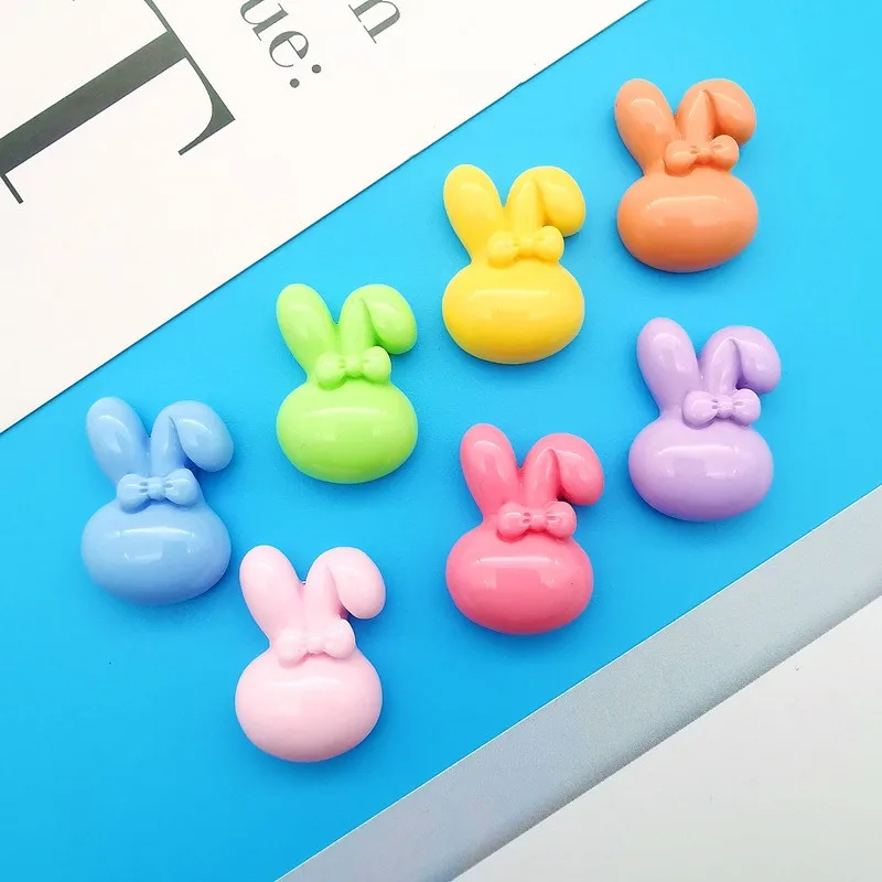 10Pcs Kawaii Cartoon Colour Rabbit Resin DIY Shoes Hat Icebox Barrette Mobile Phone Case Scrapbook Cream Glue Flat Back Resin