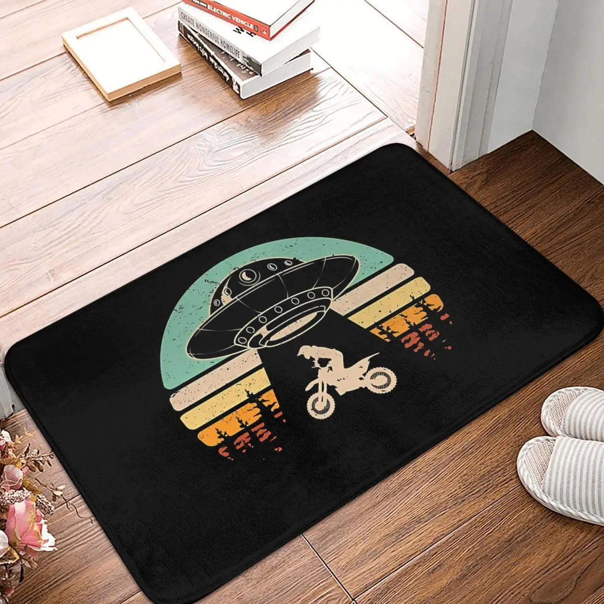 Motorcycle Cartoon Bedroom Mat Funny Dirt Bike Cool Alien Spaceship  Doormat Living Room Carpet Entrance Door Rug