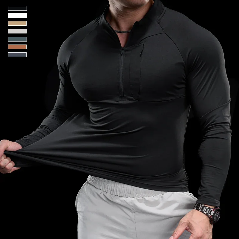 Gym Fitness Quick Dry Shirt Men Running Sport Long Sleeves T-shirt Trackwear Tee Tops Autumn Male Bodybuilding Training Clothing