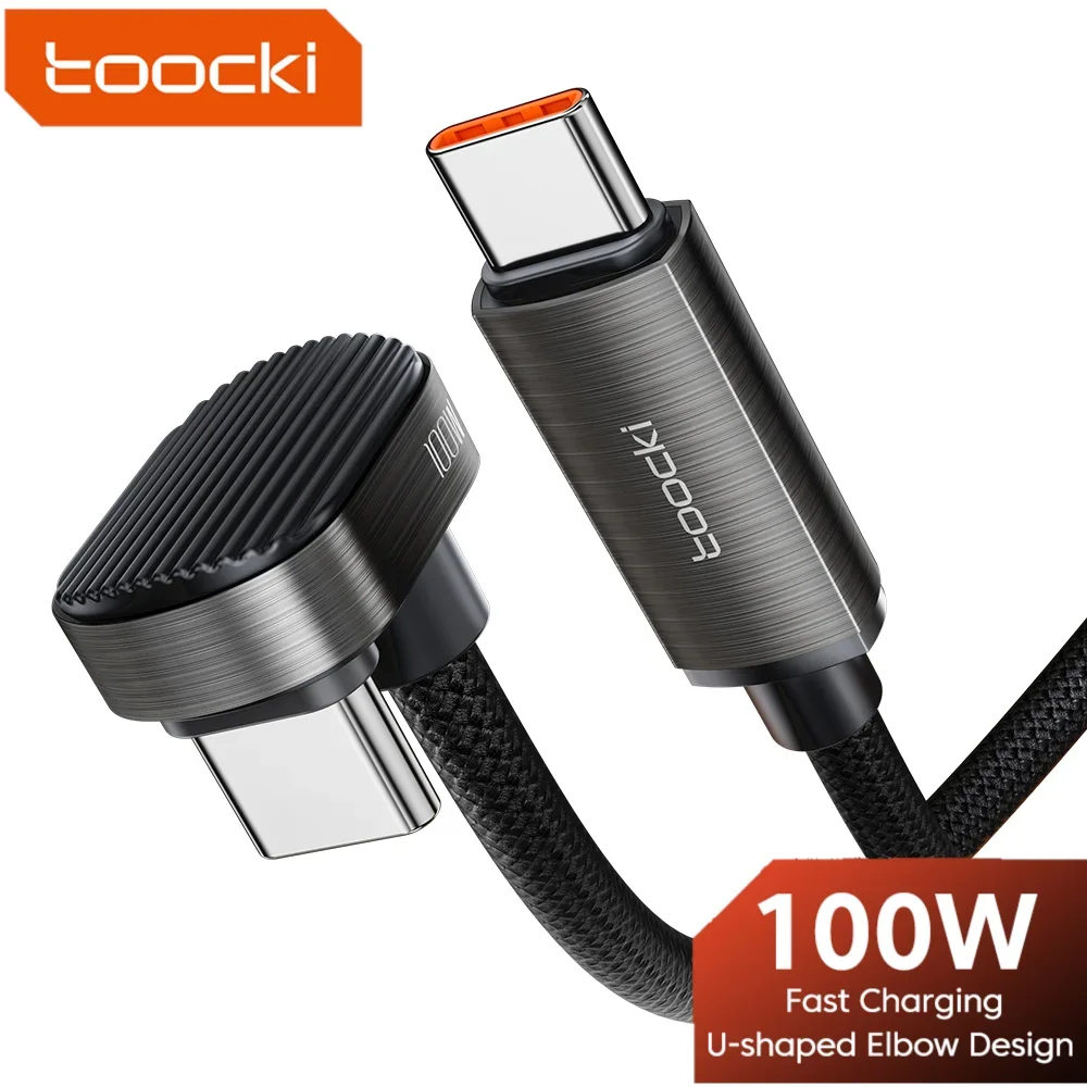 Toocki 100W U-Shaped 180 Degree Elbow Type C To Type C Mobile Game Cable USB C to Lighting Fast Charge Cable For Iphone Xiaomi