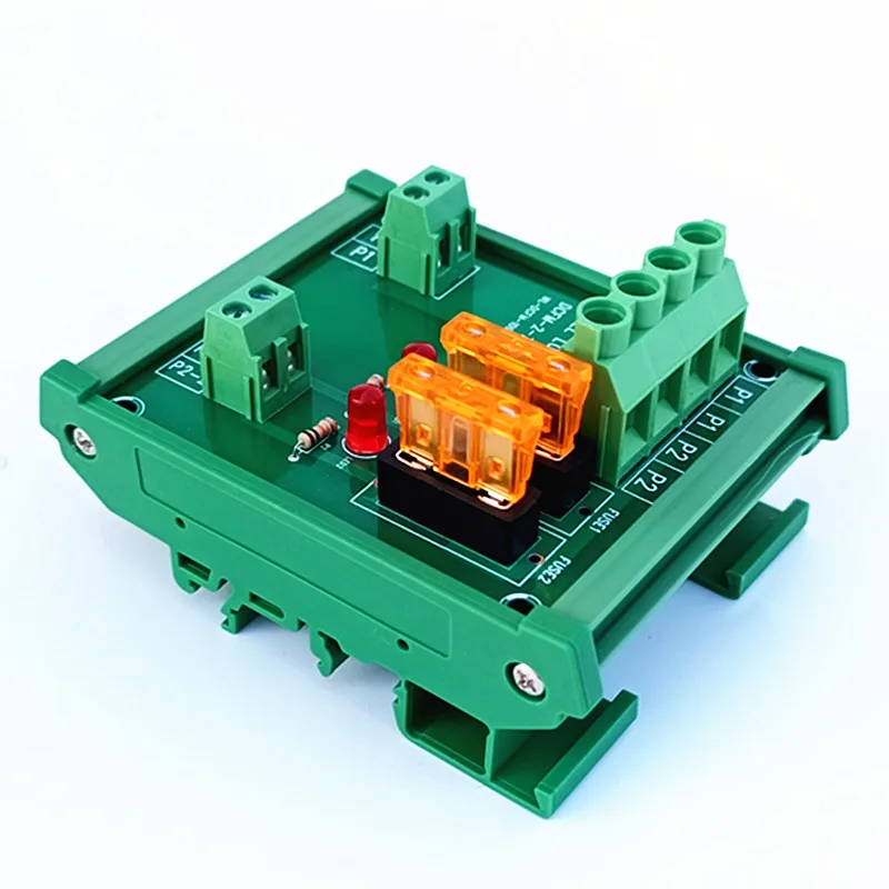 DIN Rail Mount 2 Position Fuse Power Distribution  Module Board,For AC/DC 5~32V.