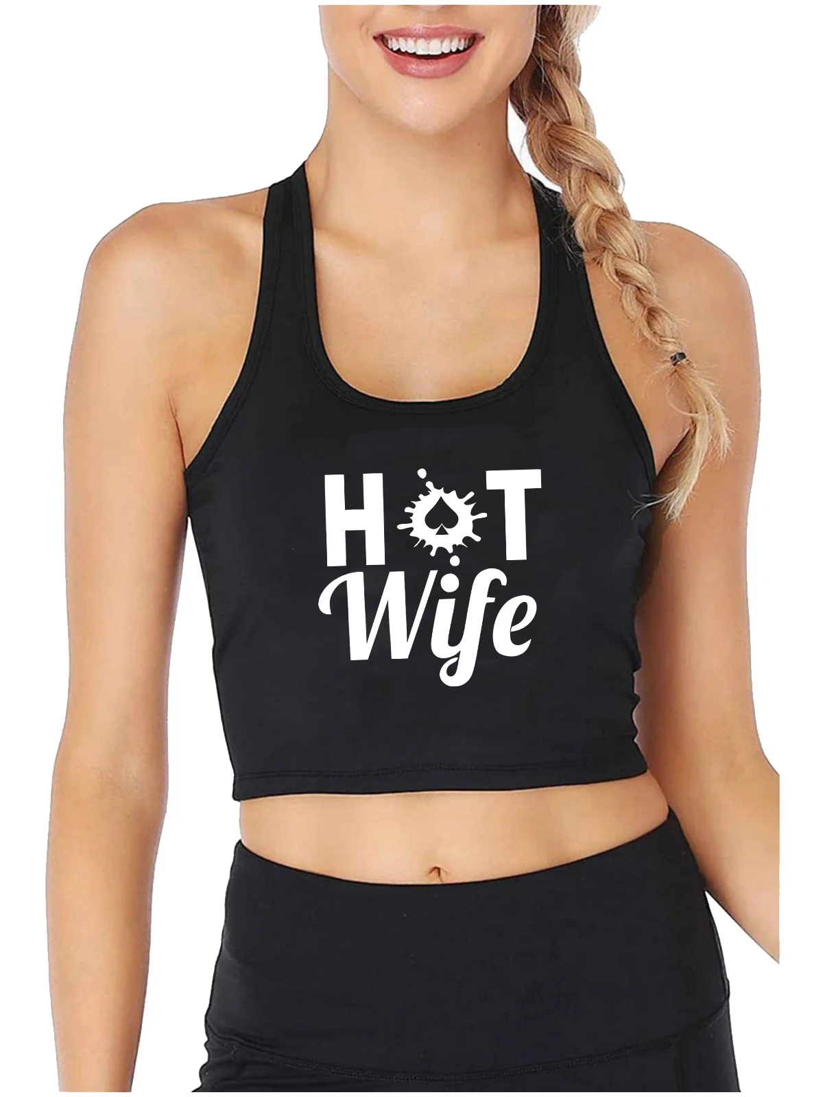 Hot Wife Queen Of Spades Graphic Sexy Slim Fit Crop Top Women's Humorous Fun Flirty Style Tank Tops Hotwife Naughty Camisole