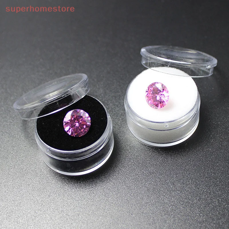 10pcs Clear Round Rhinestone Box Plastic Beads Jewelry Case Storage Box Gem Packaging Organizer