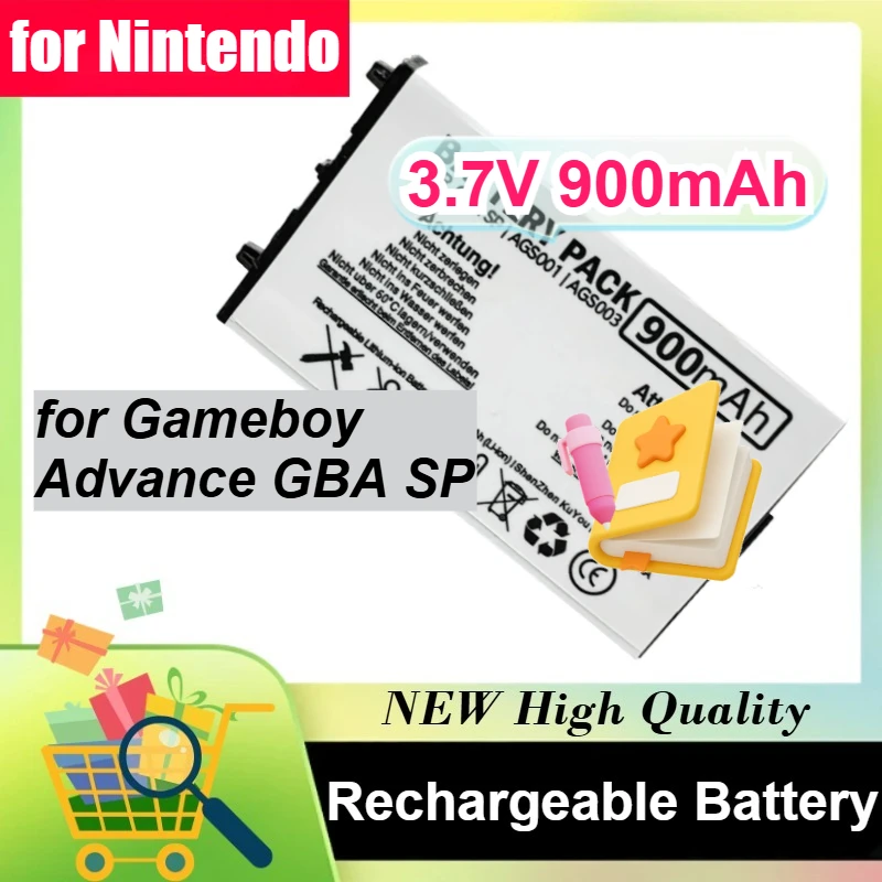 

2 шт. перезаряжаемые литий-ионные аккумуляторные батареи для Nintendo Gameboy Advance GBA SP 3.7V 900mAh