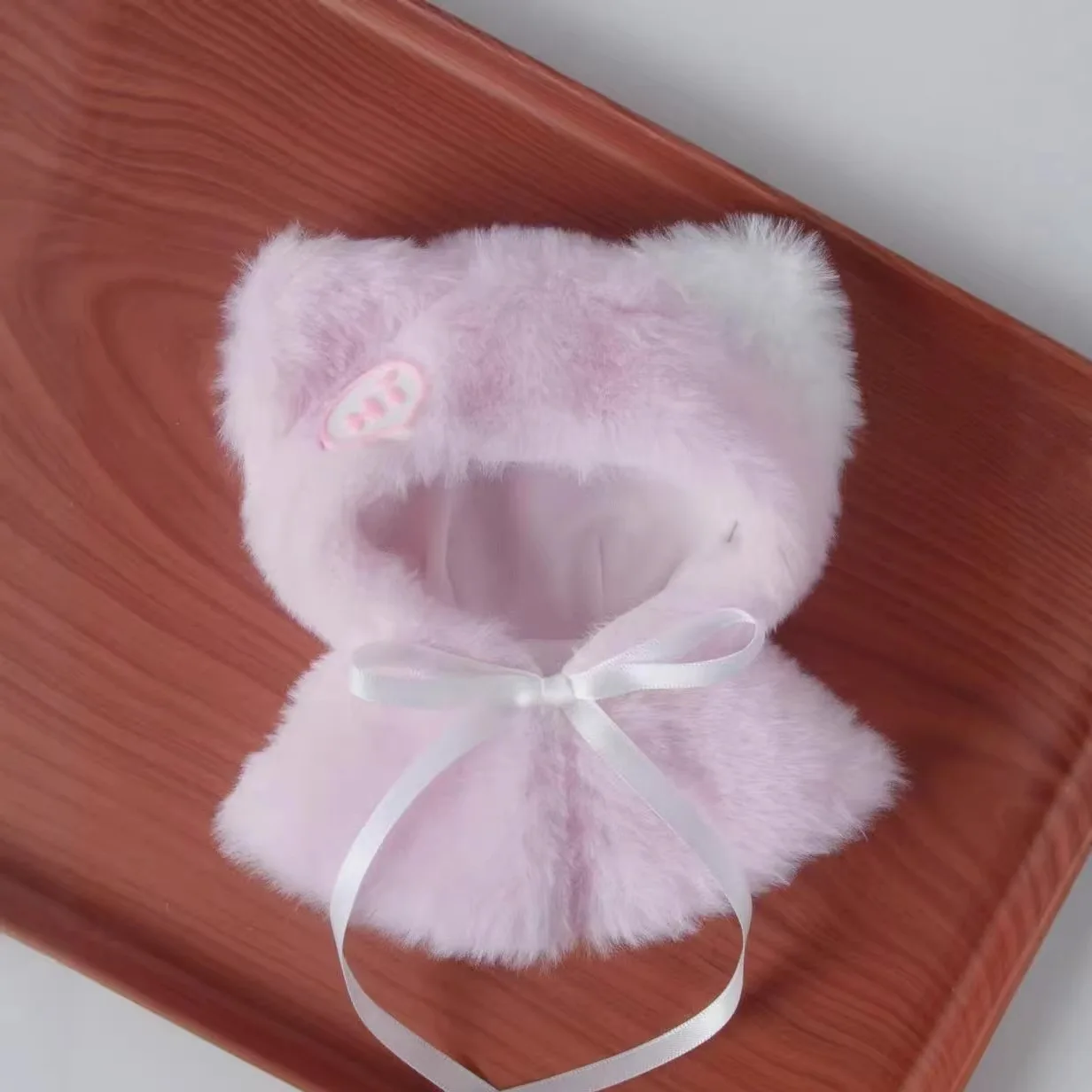 No Doll Cute Star Emblem Rabbit Fur Cape Cloak For 10cm 15cm Cotton Dolls Pink Bow Decor Halloween Photo Prop Dress Up Outfit