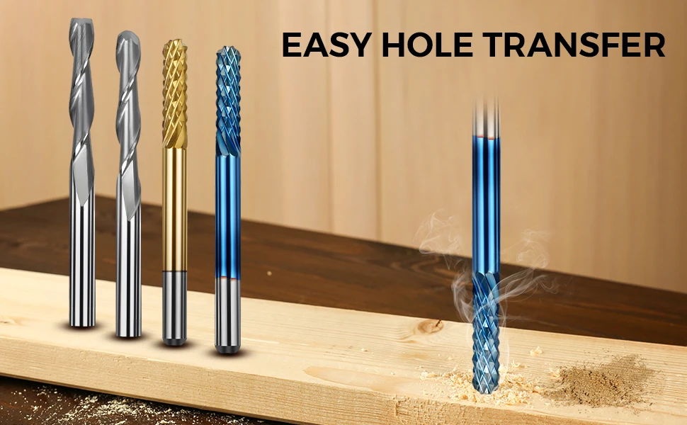 Laser Woodworking Milling Cutter Tools Titanium Coat End Mill 3.175mm Nano Blue Coat Cutting Wood Engraving Bits for TTC450 Pro